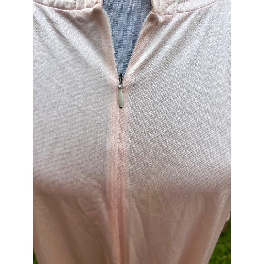 Vintage Vanity Fair Pink Peach Zip Hostess Robe Dress Medium - Picture 6 of 8